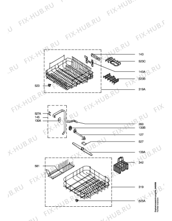 Взрыв-схема посудомоечной машины Juno JSI6560BR - Схема узла Baskets, tubes 061